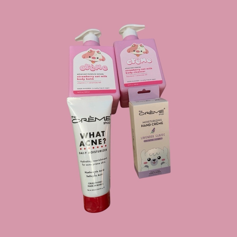The Crème Shop K Beauty Bundle Strawberry Oat Milk Body Care What Acne